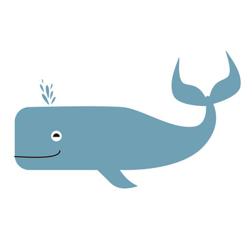 sea whale flat color art illustration