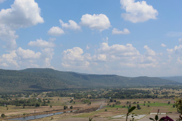 landscape with blue sky and clouds