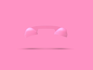 Telephone Handset Pink Color, 3D Rendering