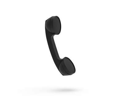 Telephone Handset, Black Color, isolated on white background, 3D Rendering