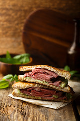 Homemade roast beef sandwich