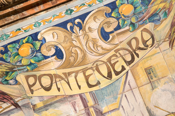 Pontevedra Sign; Plaza de Espana Square; Seville