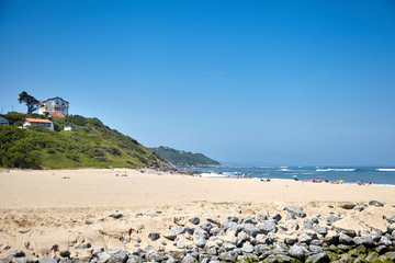 Sandy beach on Atlantic ocean coast. Bidart is a coastal small town in the Pays Basque, South west France
