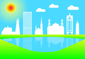 Obraz premium colorful milwaukee city skyline