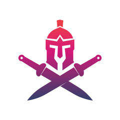 Spartan logo, helmet and swords on white