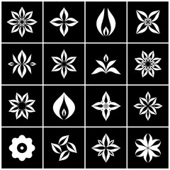 Fototapeta na wymiar Floral icons. Design elements set. Symbolic flowers.