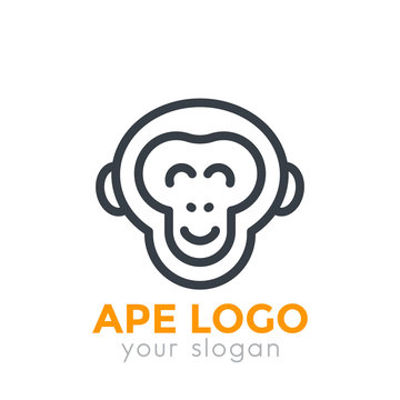 ape logo element, chimp linear icon