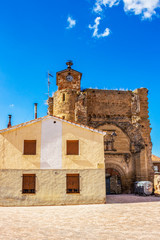 Fototapeta na wymiar Ruins of the Church of San Nicolas at Plaza S. Nicolas, San Nicolas Square in Belorado, Province of Burgos, Castilla y Leon, Spain on the Way of St. James, Camino de Santiago