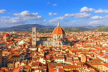 Fototapeta na wymiar Panoramic view of Florence and Santa Maria del Fiore Duomo in Florence, Italy