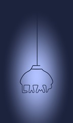 Lamp outline silhouette. Thin line style, flat design