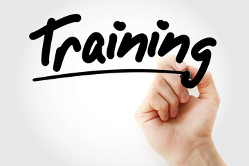 Training text with marker, business concept background