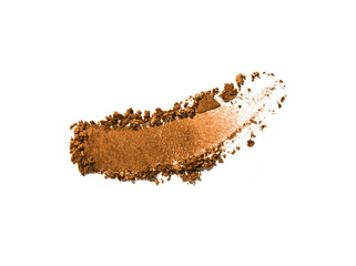 Eye shadow or bronzer brown smudge white isolated background