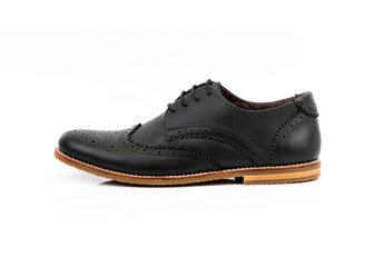 Men’s black shoes isolated on a white background.