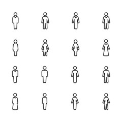 Vector set of avatars people line icons.