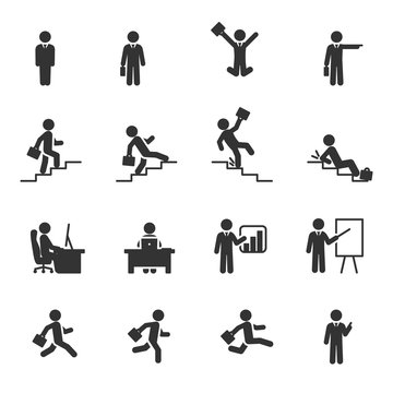 Vector set of businessman icons.