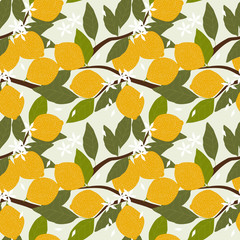 Fresh lemon seamless pattern.