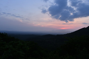 世界遺産白神山地の夕日