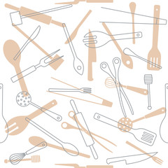 Cooking utensils seamless vector pattern