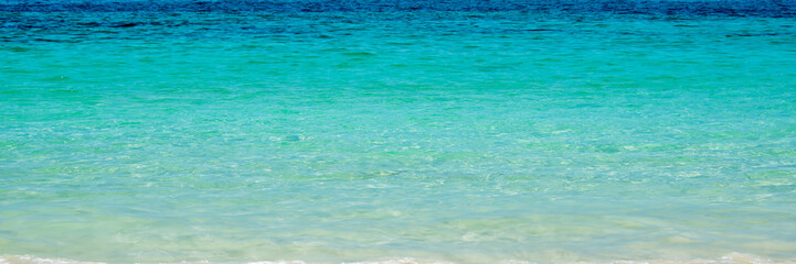 Panorama of a tropical lagoon with turquoise water