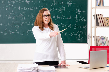 Female math teacher in the classroom 