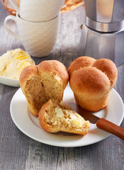 Cloverleaf  bran rolls served
