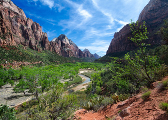 Zion Canyon seen from the Emerald Pools Trail, Zion National Park, Utah, USA