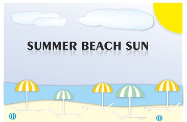 Background Illustration Of Summer Beach with Umbrella Vector