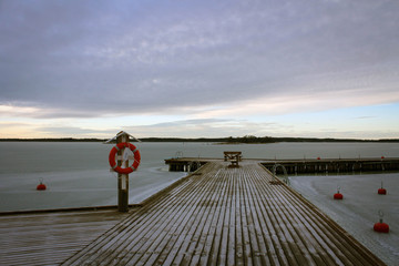 Scenic frozen Bothnian Bay view near Pyharanta, Finland