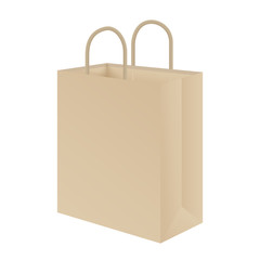 brown paper bag mockup isolated on white background. vector illustration