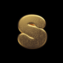Gold letter S - Lowercase 3d precious metal font - Suitable for fortune, business or luxury related subjects