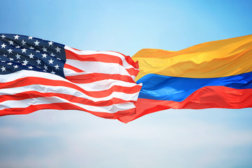 Flags of the USA and Colombia
