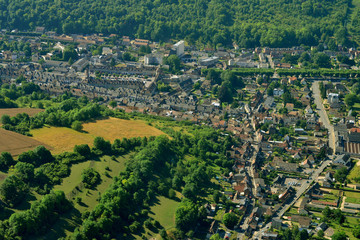Fototapeta na wymiar Les Andelys, France - july 7 2017 : aerial picture of the town