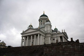 Fototapeta na wymiar Cathedral of Helsinki view by cloudy morning, Finland