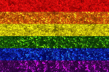 LGBT flag with texture of leaves and bushes. Background wallpaper for installation and design. Space for text.