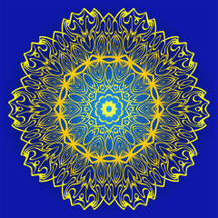 Abstract Geometric Flower. Stylish Fashion Design. Background For Invitation Card. Vector Illustration. Blue, yellow color