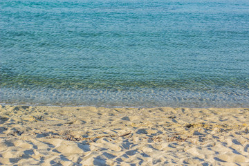 simple wallpaper pattern nature landscape background travel and summer vacation concept photography of send beach waterfront coastline neat Mediterranean soft blue water, copy space 