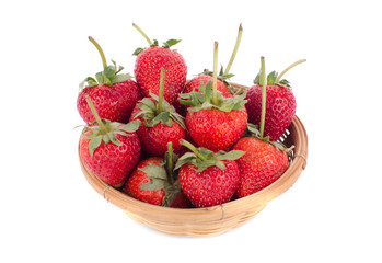 strawberry in basket isolated on white background