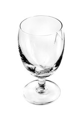 fracture wine glass on white background
