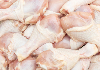 Raw chicken legs. Food background. Close up. Top view.