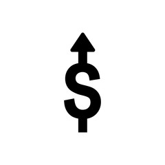 Money increases icon vector. dollar rate increase icon. Money symbol with stretching arrow up. rising prices. 