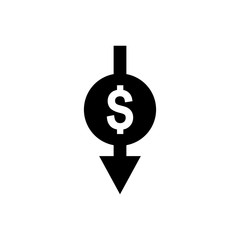 Money increases icon vector. dollar rate increase icon. Money symbol with stretching arrow up. rising prices. 