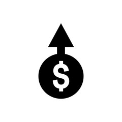 Money increases icon vector. dollar rate increase icon. Money symbol with stretching arrow up. rising prices. 