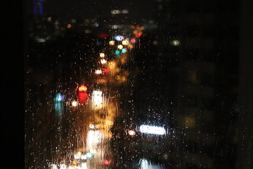 night window rainy