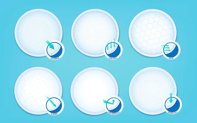 A set of cotton pads for soft hypoallergenic absorption liners and ultra sanitary napkins.