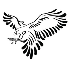 Falcon attack. Black illustration