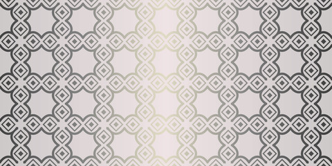 Vector Seamless Pattern With Abstract Geometric Style. Repeating Sample Figure And Line. For Fashion Interiors Design, Wallpaper, Textile Industry. Beige silver color