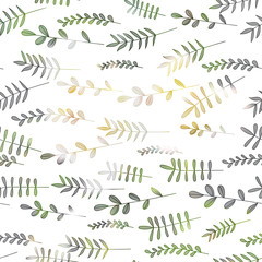 Foliage pattern on white background. Floral ornament decoration.