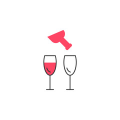 Pouring wine into glass vector icon