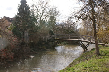 fluss baum frühling himmel  brücke germany 