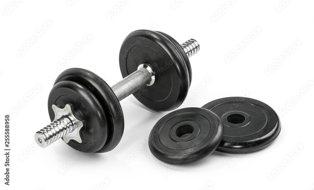 Wall mural gym dumbbells isolated white background